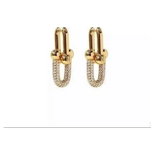 Yıldız Gold İmitasyon Iç Içe Geçmiş Taşlı Gold Marka Çelik Küpe Tifany