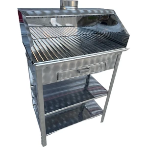 Paslanmaz Kömürlü Mangal 40 x 90 Çekmeceli Bacalı Barbekü