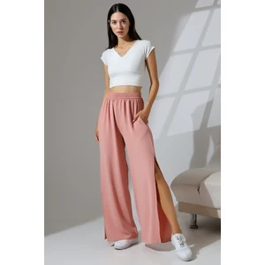 Yanları Yırtmaçlı Salaş Pantolon 21143 Somon