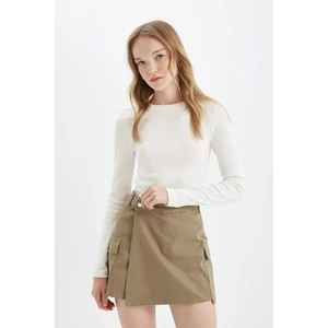 Regular Fit Normal Bel Kargo Cepli Gabardin Şort Etek D4991AX24AU