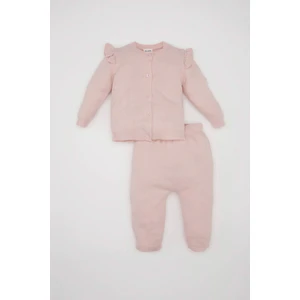 Kız Bebek 2'li Takım Uzun Kollu Düğmeli Hırka Üst Beli Lastikli Alt C9751A524AU