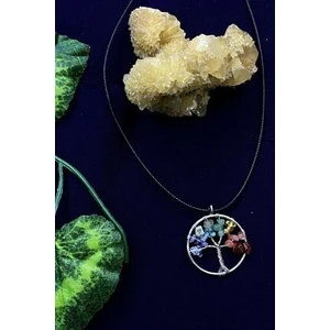 Agai Silver Hayat Ağacı Model Mix Taşlı Doğal Taş Kolye