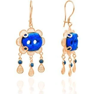 Agai Silver Iki Delikli Telkari Süryani Nazar Boncuğu Gümüş Küpe