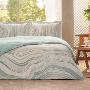 Çift Kişilik Fitted Çarşaf Ranforce Nevresim Takımı Mint Natural Marble