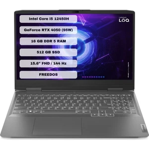 LOQ 15IRH8 Intel Core i5 12450H 16GB 512GB SSD RTX4050 Freedos 15.6" FHD Taşınabilir Bilgisayar 82XV00FYTX
