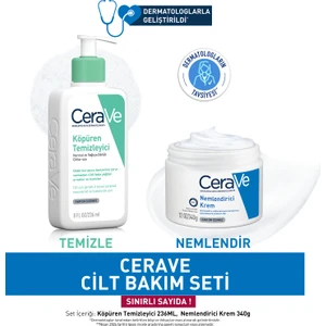 Cilt Bakım Seti Köpüren Temizleyici 236 ml Nemlendirici Krem Kavanoz 340 gr