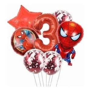 Örümcek Adam Balon Seti Rakam Balon Pullu Şeffaf Balon Spiderman Balon