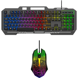 Ata Soft  Rainbow Oyuncu Klavye Mouse Seti USB Girişli Kablolu 2in1 Gaming Set Bkb9