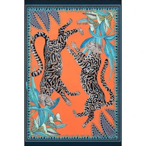 Rugs Modern Turuncu Leopar Hayvan Desenli Modern Dekoratif Halı Mıravıp294