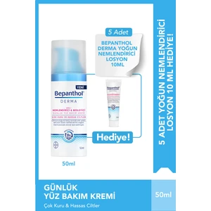Derma Nemlendirici Günlük Yüz Bakım Kremi 50ml & 5 Adet Günlük Yoğun Nemlendirici Losyon 10 ml