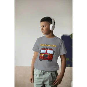 Erkek Çocuk %100 Pamuk Premium Itfaiye Arabası Baskılı Kısa Kol T-Shirt