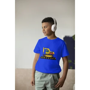 Erkek Çocuk %100 Pamuk Premium Iş Makinesi Baskılı Kısa Kol T-Shirt