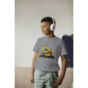 Erkek Çocuk %100 Pamuk Premium Iş Makinesi Baskılı Kısa Kol T-Shirt