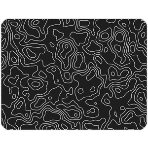 40X30CM Gaming Oyuncu Mousepad Kaymaz Kauçuk Taban Dikişli Kenar Black Topography Map MP104030
