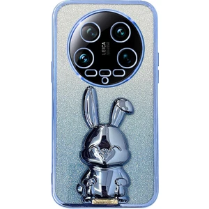 4U Sky Xiaomi 14 Ultra Kılıf Galvanik Tavşan Pc+Tpu Telefon Kapağı Gizli Kickstand-Mavi Için (Yurt Dışından)