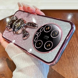 4U Sky Xiaomi 14 Ultra Kılıf Galvanik Tavşan Pc+Tpu Telefon Kapağı Gizli Kickstand-Pembe Için (Yurt Dışından)