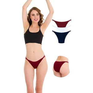 1025 Çift İp-Taş Detaylı Bikini Külot Paketi 1025-V2