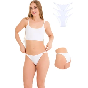 1025 Çift İp-Taş Detaylı Bikini Külot Paketi 1025-V3