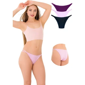 1025 Çift İp-Taş Detaylı Bikini Külot Paketi 1025-V5