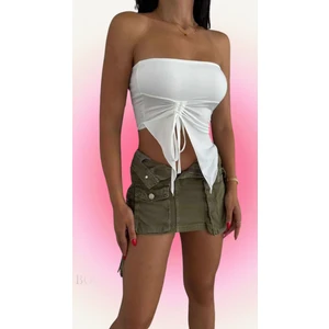 Boom Bester Kadın  Straplez Bağlamalı  Bluz Sandy Kumaş