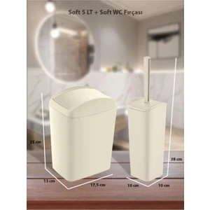 5 Lt. Soft Çöp Kovası ve wc fırşası - Latte