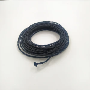 Retro Vitrini Dekoratif Burgulu Kumaş Kablo Siyah Renk 2X0,50MM 1 Metre