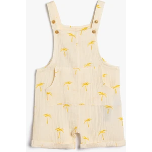 Kısa Tulum Askılı Kanguru Cepli Pamuklu