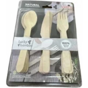 Life For You Piknik Kamp Seti Bambu 24 Parça Çatal Kaşık Bıçak