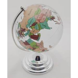Deco Elit Renkli Dünya Cam Küre 5 cm Çap Ayaklı Kristal Cam Renkli Dünya Haritası Küre