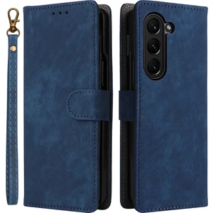 Seashell Digital Samsung Galaxy Z Fold6 5g Kılıf Için Rfıd Engelleme Deri Telefon Kapağı Görüntüleme Standı-Mavi (Yurt Dışından)