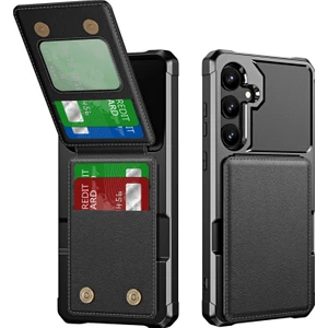 Seashell Digital ZM11 Samsung Galaxy S23 Fe Kılıf Kickstand Kartlık Deri+Tpu Telefon Kapağı-Siyah (Yurt Dışından)
