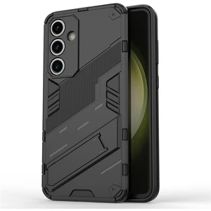 Seashell Digital Samsung Galaxy S24 Fe Kılıf Kickstand Hibrit Sert Pc Yumuşak Tpu Telefon Kapağı-Siyah (Yurt Dışından)