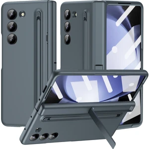 Seashell Digital Samsung Galaxy Z Fold6 5g Kılıf Stylus ve Temperli Cam Filmli Sert Pc Telefon Kılıfı-Gri Yeşil (Yurt Dışından)