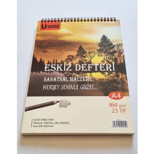 A4 Eskiz Defteri Üstten Metal Spiralli Dmnc Sketch Art Book 160 gr 25 Yaprak