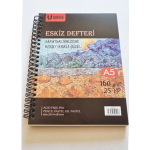 A5 Eskiz Defteri Sol Yandan Metal Spiralli Dmnc Sketch Art Book 160 gr 25 Yaprak