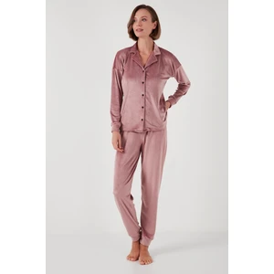 Parlak Kadife Ribanalı Pijama Takımı Bayan Pijama Takımı 6097110