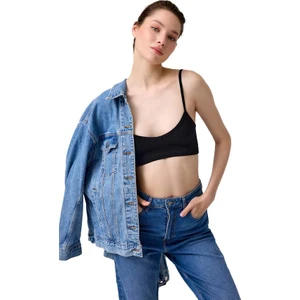 Premium - Kadın Siyah Seamless Ip Askılı Crop Top Büstiyer