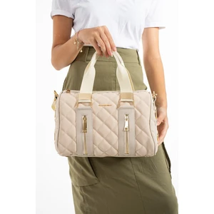 Just Polo Kadın Büyük Boy Spor Model Kapitone 4 Gözlü Uzun Askılı El & Omuz Çantası Krem 7041