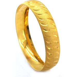 Altın Kaplama Simli Çizgili 1.5 cm Bilezik BLZ-3056