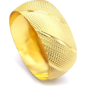 İmitasyon Bilezik Altın Kaplama Noktalı Dalgalı Model  3 cm BLZ-3082