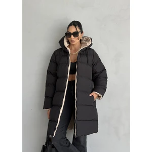 Moda Armanc Çift Taraflı Giyilebilir Uzun Şişme Mont