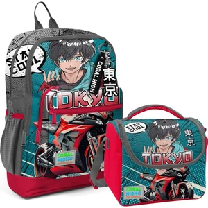 Coral High 2li Set Motor Desenli Okul Çantası Beslenme 23764