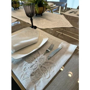 Decamor Home Fransız Dantelli Köşe Püsküllü Gümüş Amerikan Runner Set