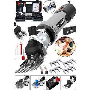 Alman 9900 W Devir Ayarlı Çift Soğutmalı Koyun Kırpma Kırkma Makinesi Gri + 4 Adet Üst Bıçak