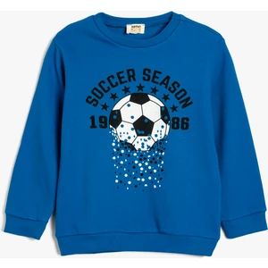 Sweatshirt Uzun Kollu Bisiklet Yaka Futbol Baskılı Şardonlu