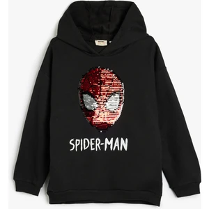 Örümcek Adam Kapşonlu Sweatshirt Pullu Payetli Lisanslı Uzun Kollu