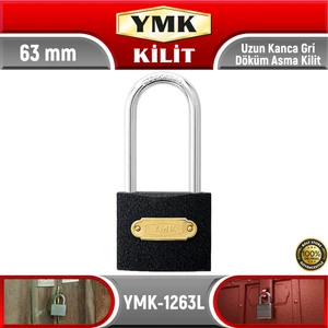Uzun Kanca Gri Döküm Asma Kilit | 63 mm | YMK-1263L
