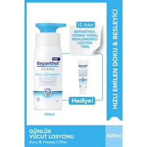 Derma Temel Nemlendirici 400 ml Losyon & 10 adet Günlük Vücut Bakım Losyonu 10 ml