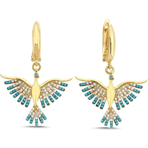 Kayra Mücevher Anka Kuşu Altın Kaplama Küpe