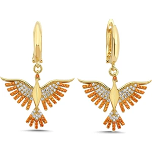 Kayra Mücevher Anka Kuşu Altın Kaplama Küpe